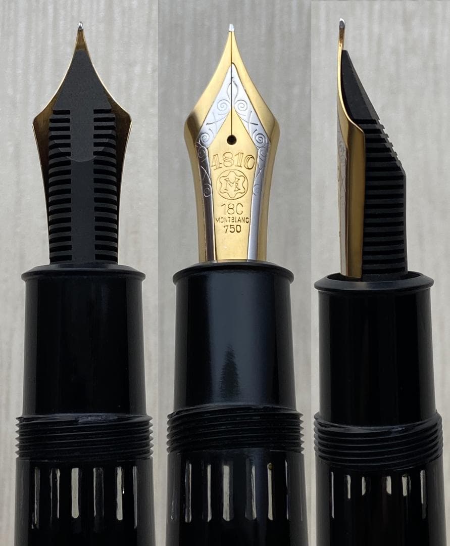 希少 美品モンブラン 149 なで肩18C（EF）中金（3帯）エボナイト 万年筆