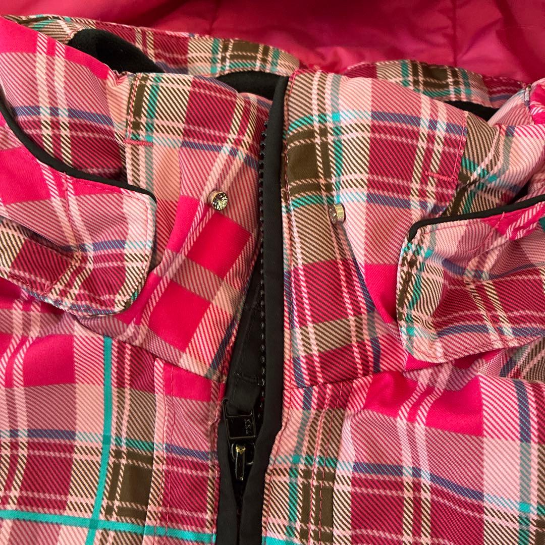 デサント　フード付きピンク系チェック柄ウェアのみ