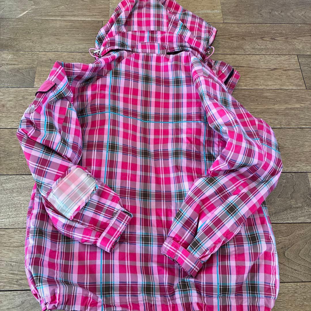 デサント　フード付きピンク系チェック柄ウェアのみ