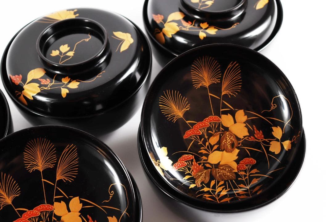 木製漆器 花蝶蒔絵 吸物椀 10客 漆芸