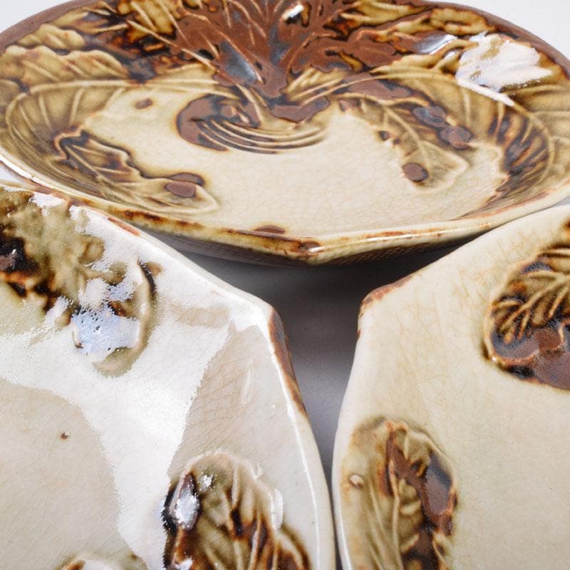 和食器　色絵　カブ形　銘々皿　五客　時代箱　V　8440