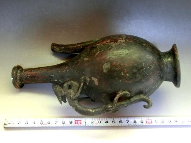 水注■古銅製 中国 龍 水差し 竜後手 お茶道具 古玩 唐物 時代物 骨董品■