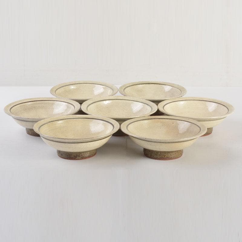 和食器　吉良々窯　加藤泥二作　泥彩魚文　向付　七客　共箱　C　6804A