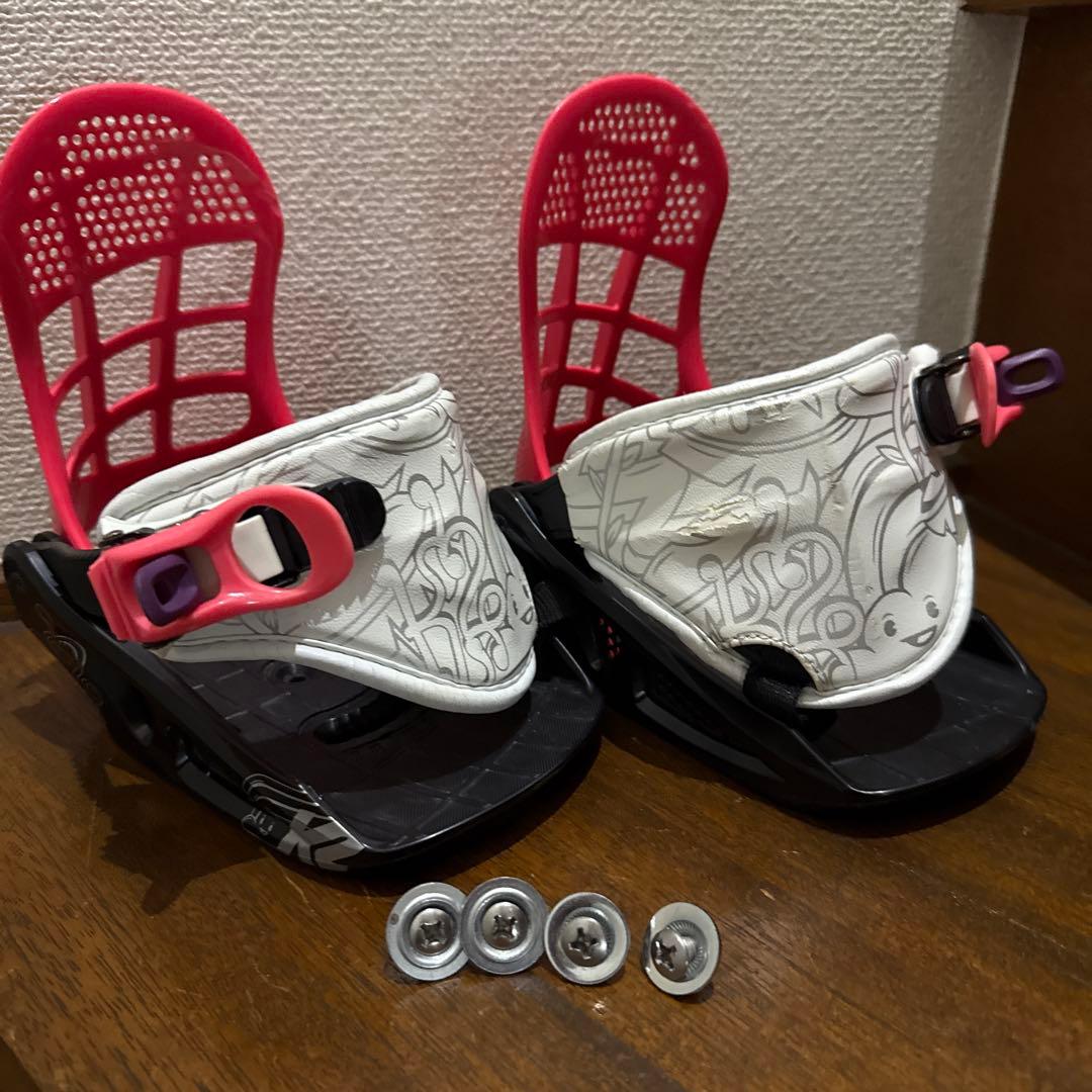 6103！スノーボード ビンディング ホワイト/ピンクと板のセット