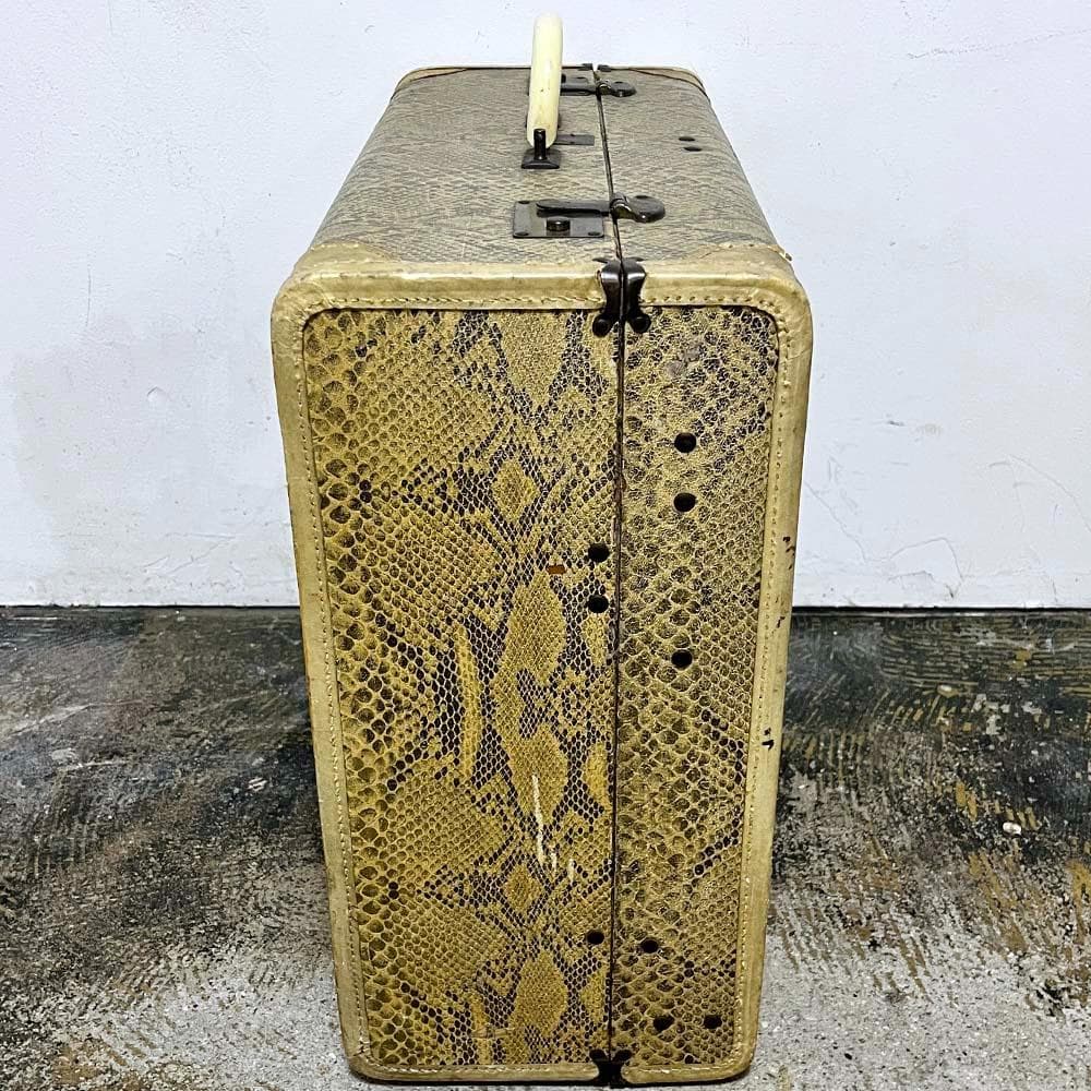70s ヴィンテージ パイソン柄 トランク/ヘビ柄蛇柄スーツケースアンティーク