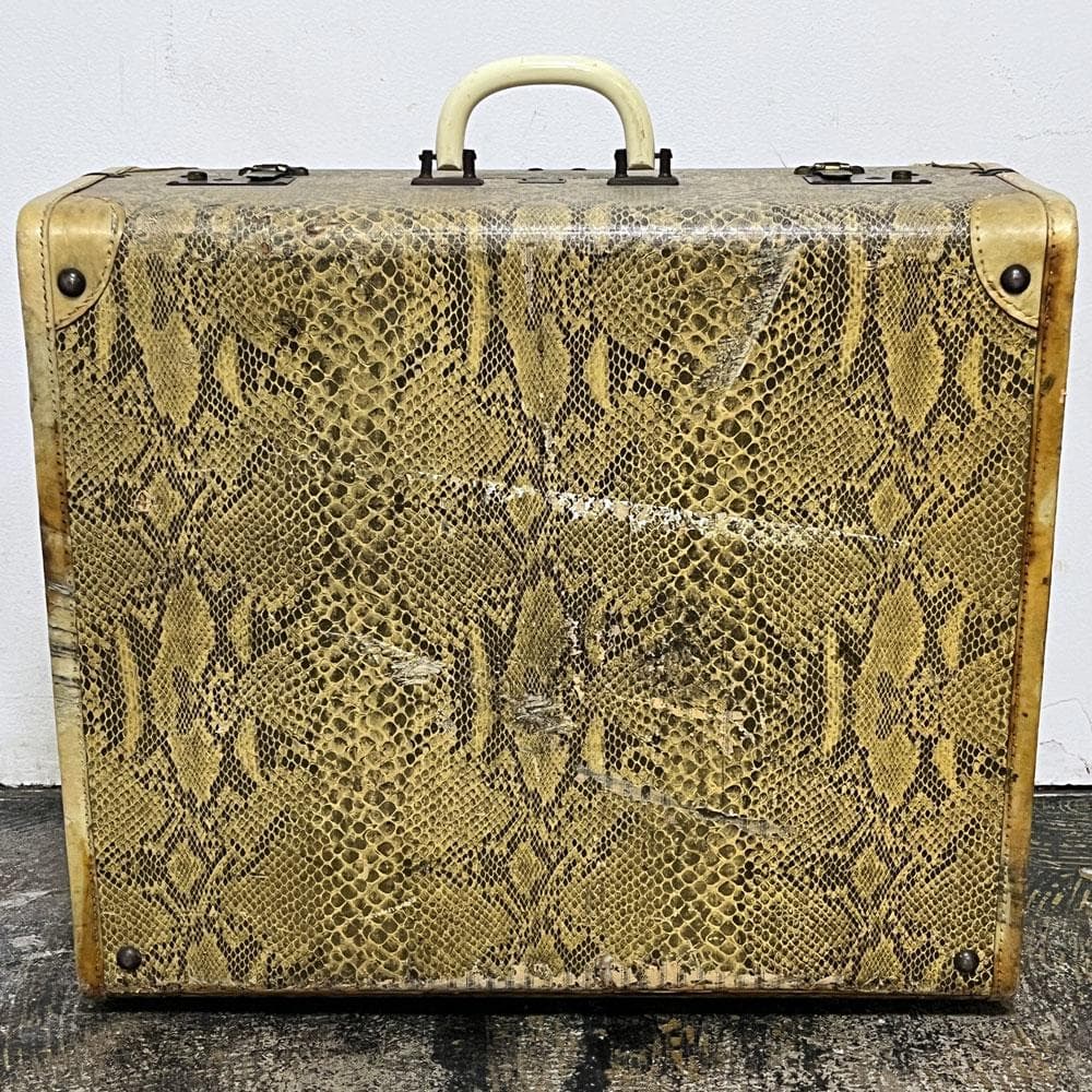 70s ヴィンテージ パイソン柄 トランク/ヘビ柄蛇柄スーツケースアンティーク
