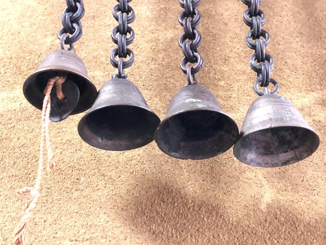 【 花角紋彫金連馬鈴 】　江戸時代　馬具装飾品　完