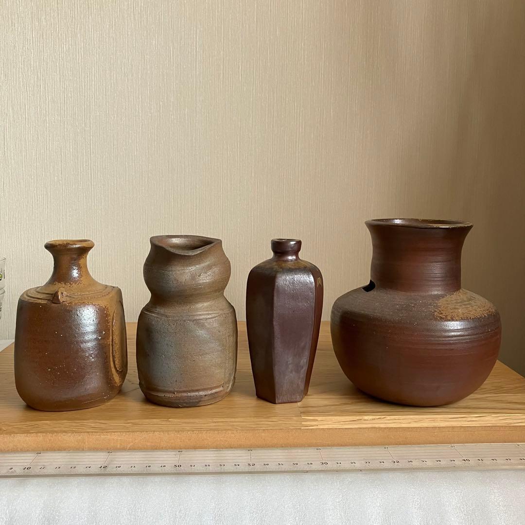 備前焼　花瓶4点セット