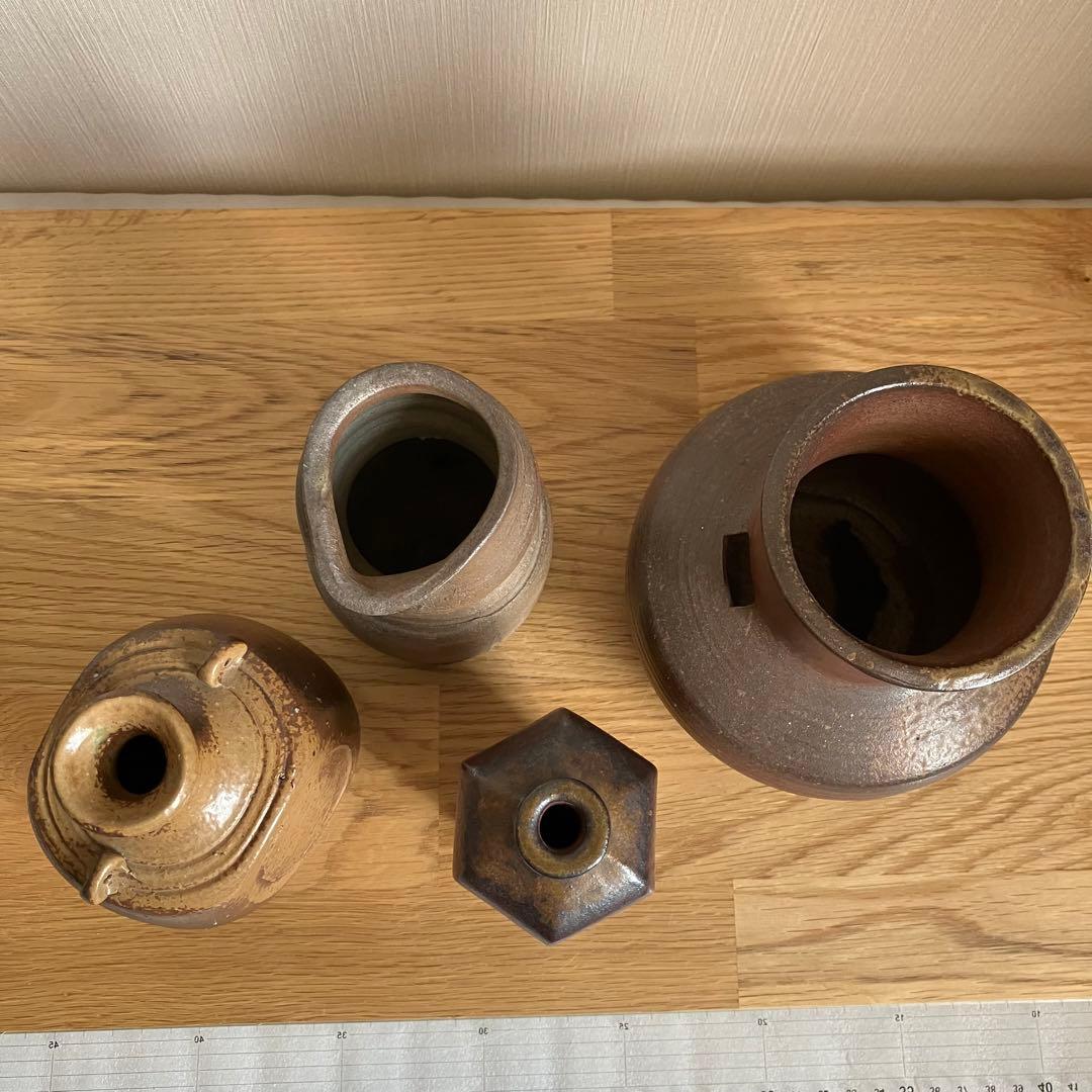 備前焼　花瓶4点セット