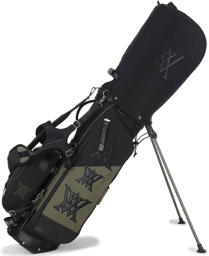 【セール】ANEW アニュー ゴルフバッグ 黒/オリーブ 透明カバー付き