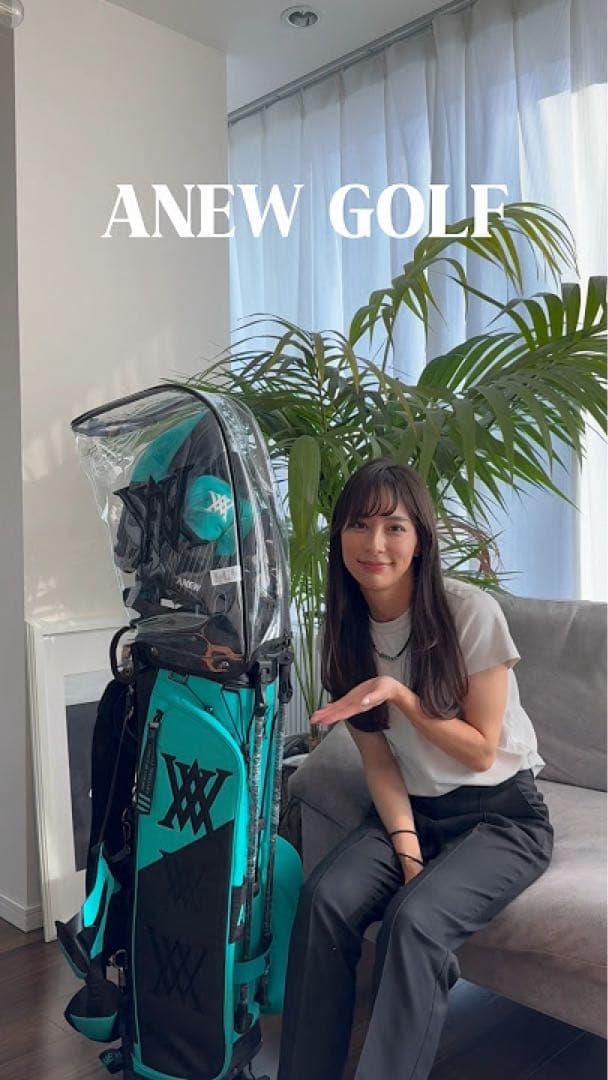 【セール】ANEW アニュー ゴルフバッグ 黒/オリーブ 透明カバー付き