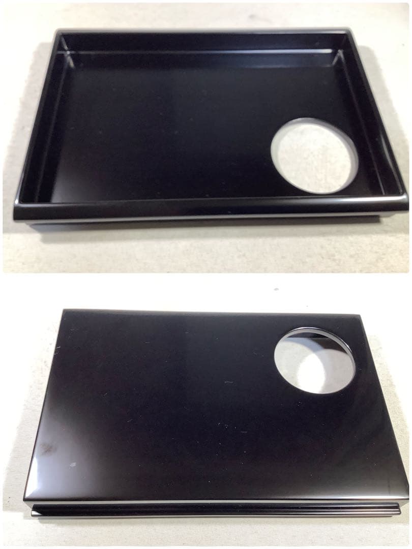 本漆手塗　松笠松葉蒔絵　利休箱　木製溜塗　仁清扇面　手塚桐鳳