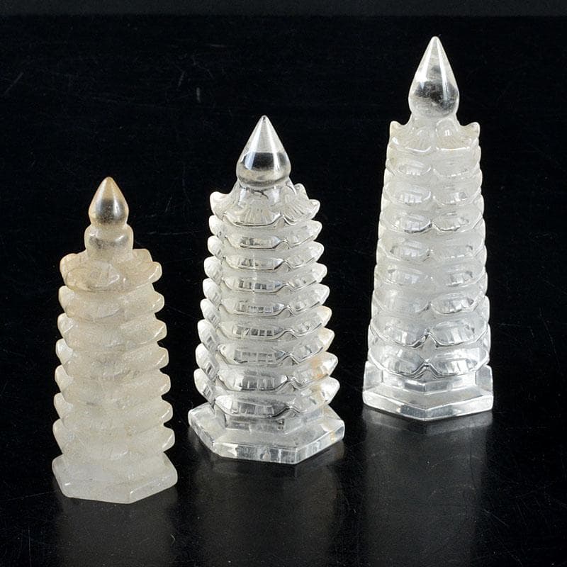 天然石　水晶　文昌塔　風水　縁起物　３点まとめて　Ｖ　6874