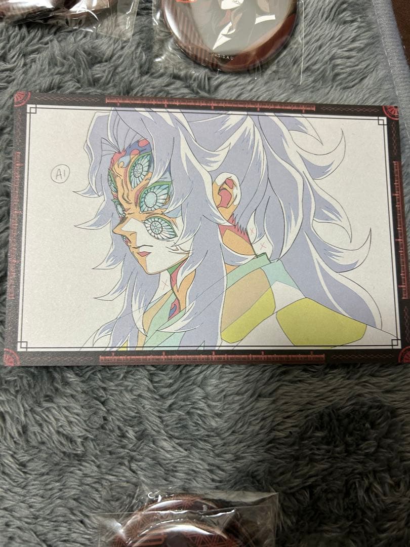 鬼滅の刃 黒死牟缶バッジ3個セット 黒死牟おすそわけポストカード