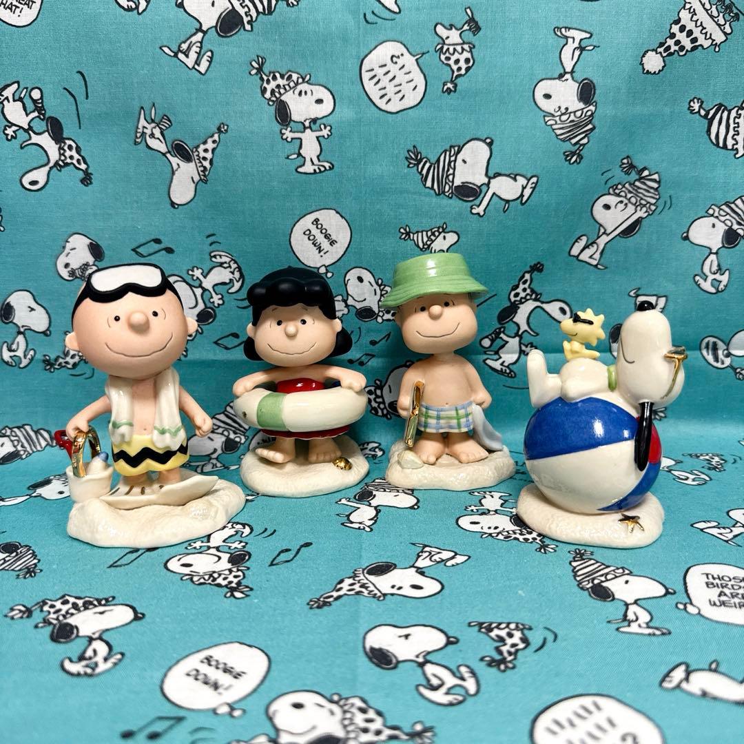 スヌーピー LENOX 陶器 海外 置物 ビーチ 4点セット