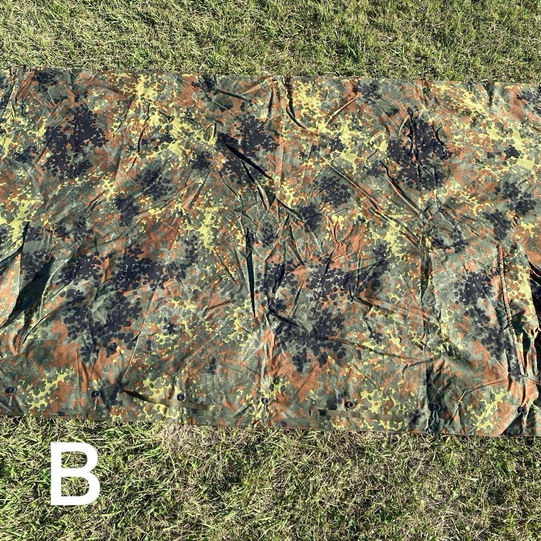 ドイツ軍　軍幕　ハーフシェルター２枚②　パップテント　袋付　フレクターカモ　迷彩