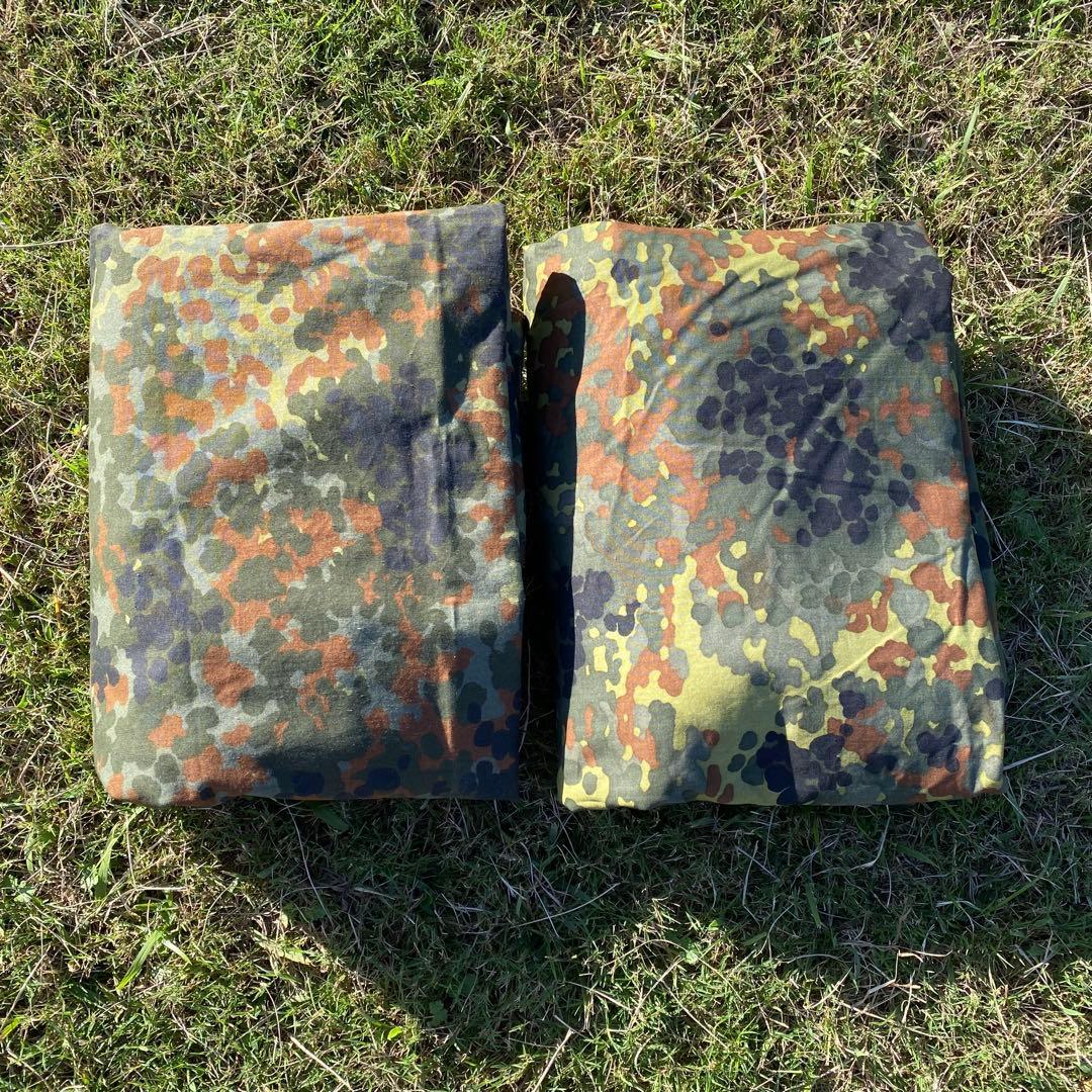 ドイツ軍　軍幕　ハーフシェルター２枚②　パップテント　袋付　フレクターカモ　迷彩