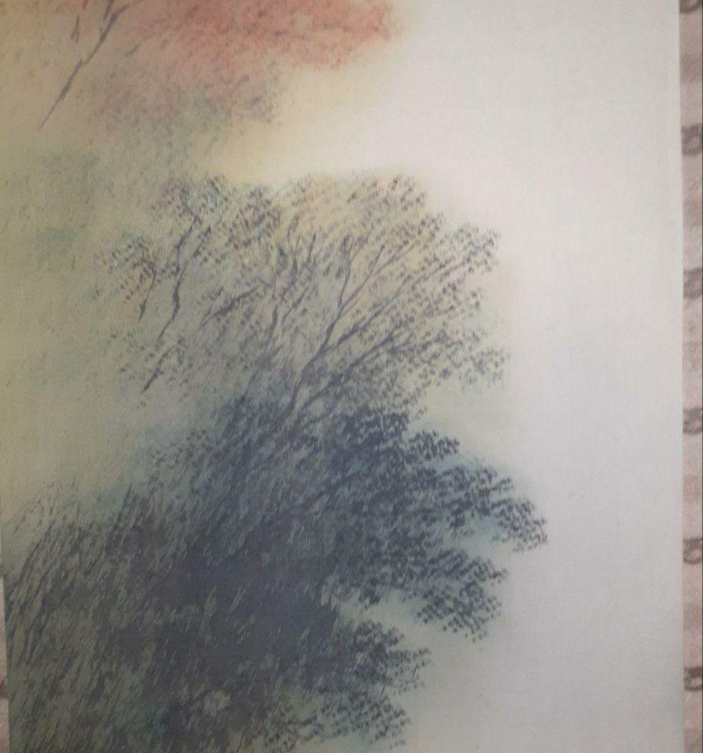 掛け軸/秋の風景/筏