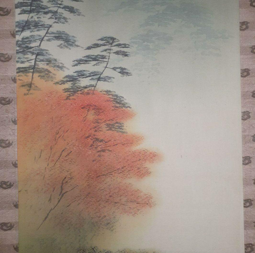 掛け軸/秋の風景/筏