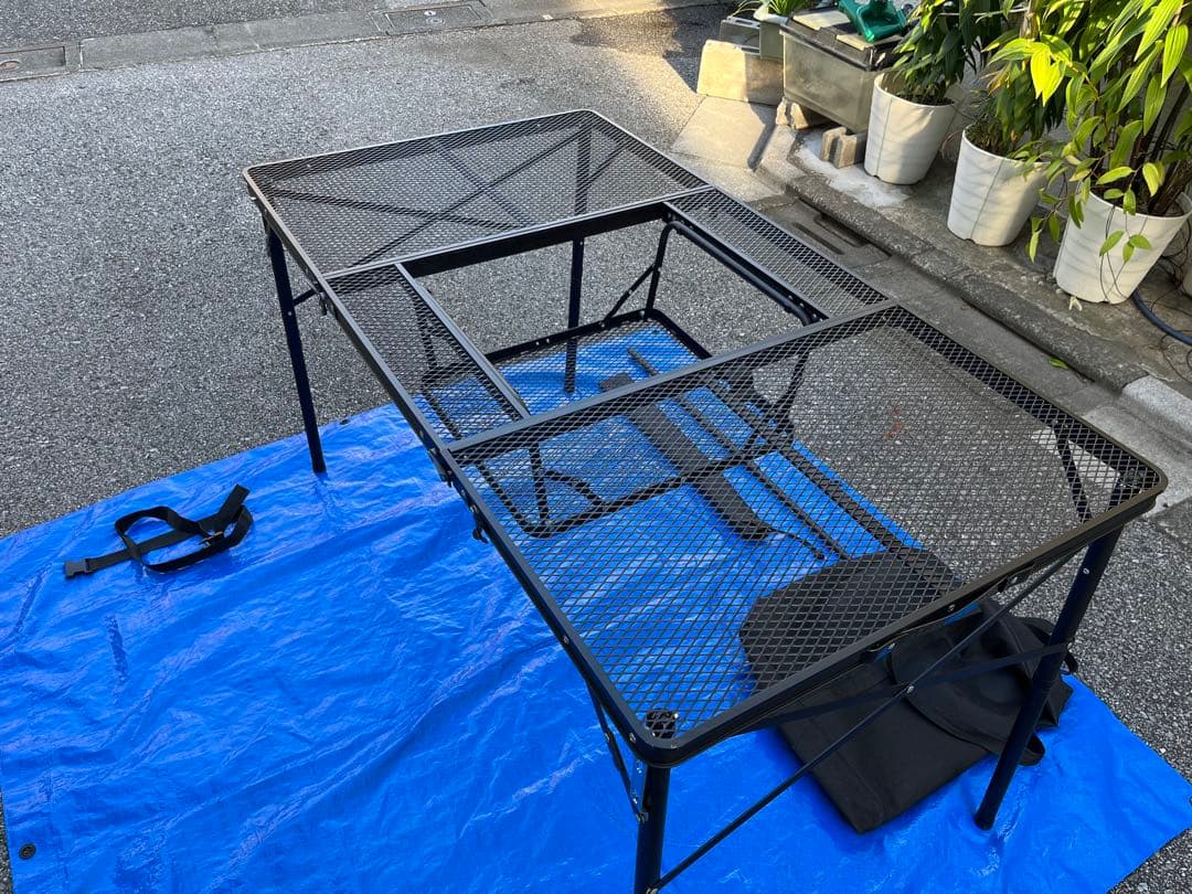 ロゴス(LOGOS) アイアンメッシュ テーブル　収納バック付き