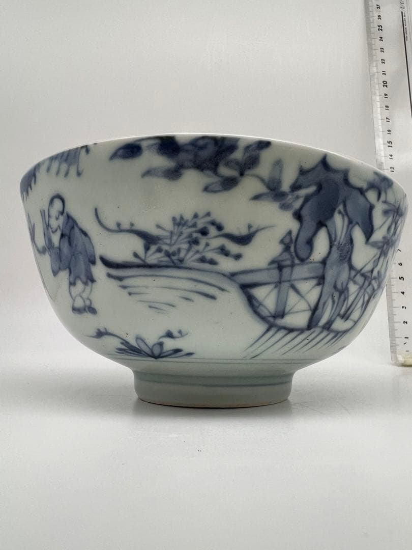 中国明朝染付お茶碗　骨董 古美術品　コレクション唐物　江戸　青磁　アンティーク