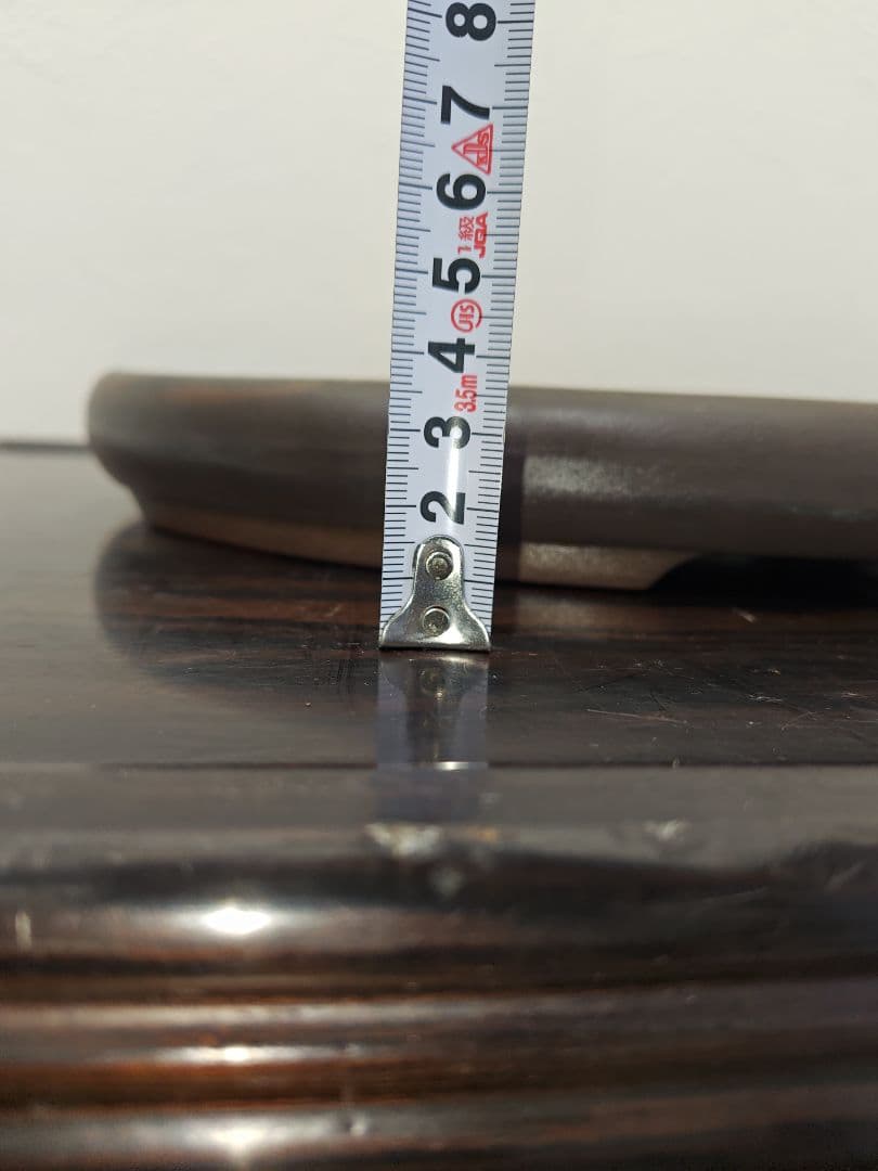 陶器製楕円形盆栽鉢 約40cm× 26cm×3.5cm　薄型・中型盆栽鉢　落款