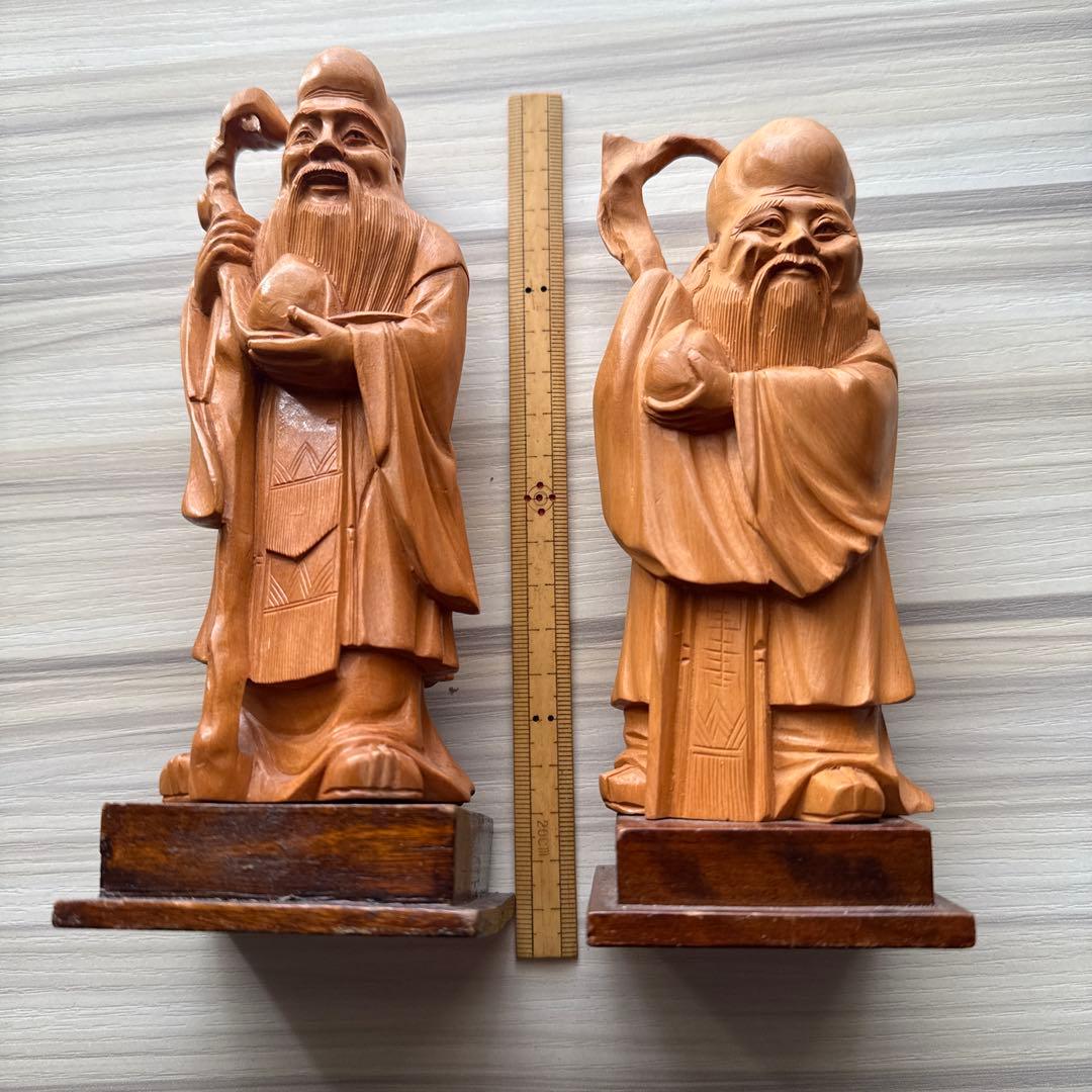 木製置物 4点まとめ売り 木彫り 中国製シールあり