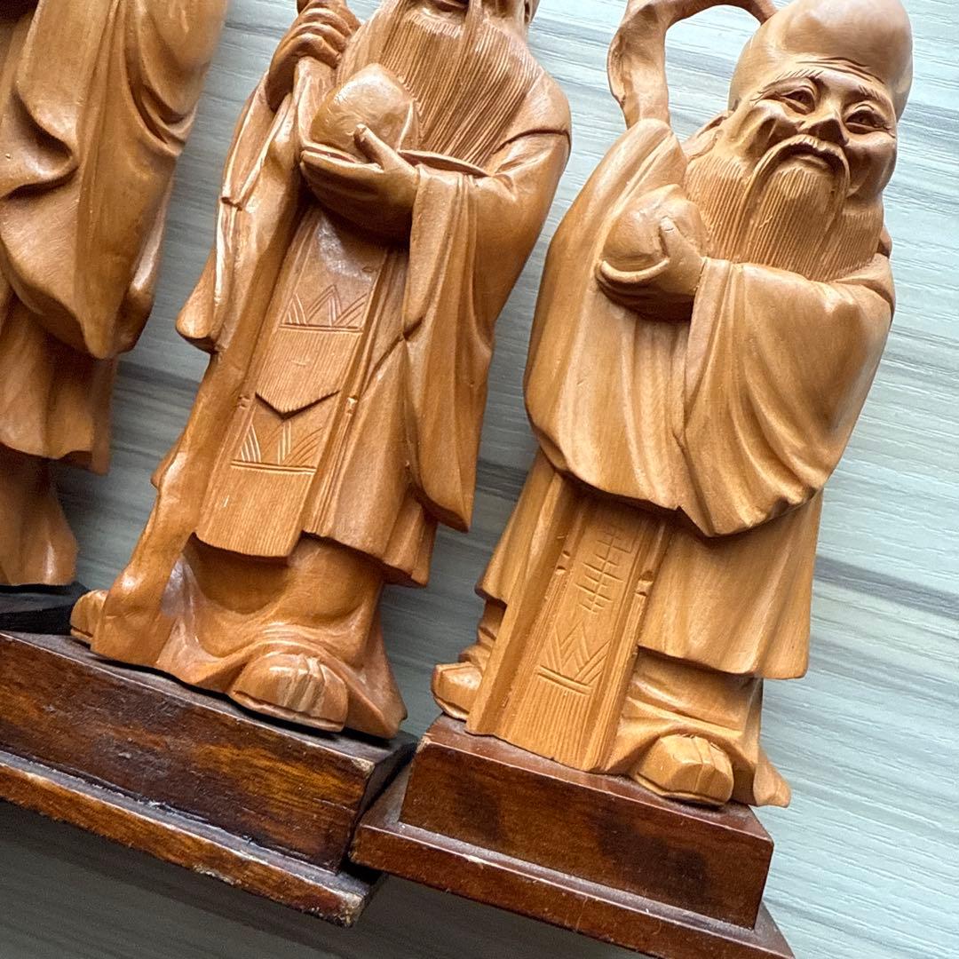 木製置物 4点まとめ売り 木彫り 中国製シールあり