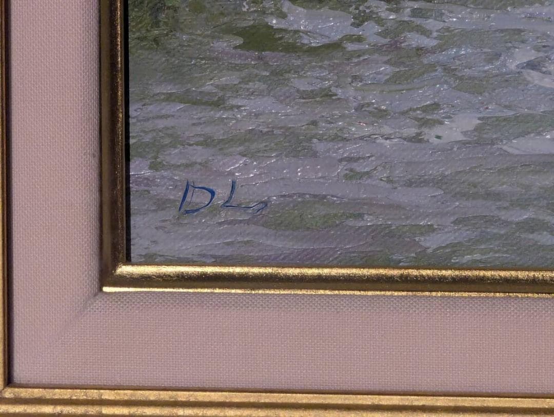 【真作】絵画　チョウ・テリン　油彩　陽光　光溢れる小径　箱・黄袋入　Y140