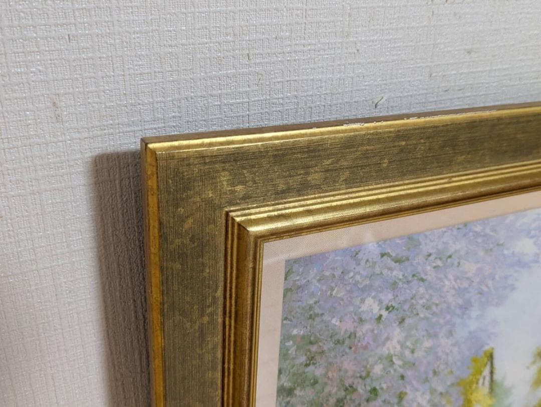 【真作】絵画　チョウ・テリン　油彩　陽光　光溢れる小径　箱・黄袋入　Y140