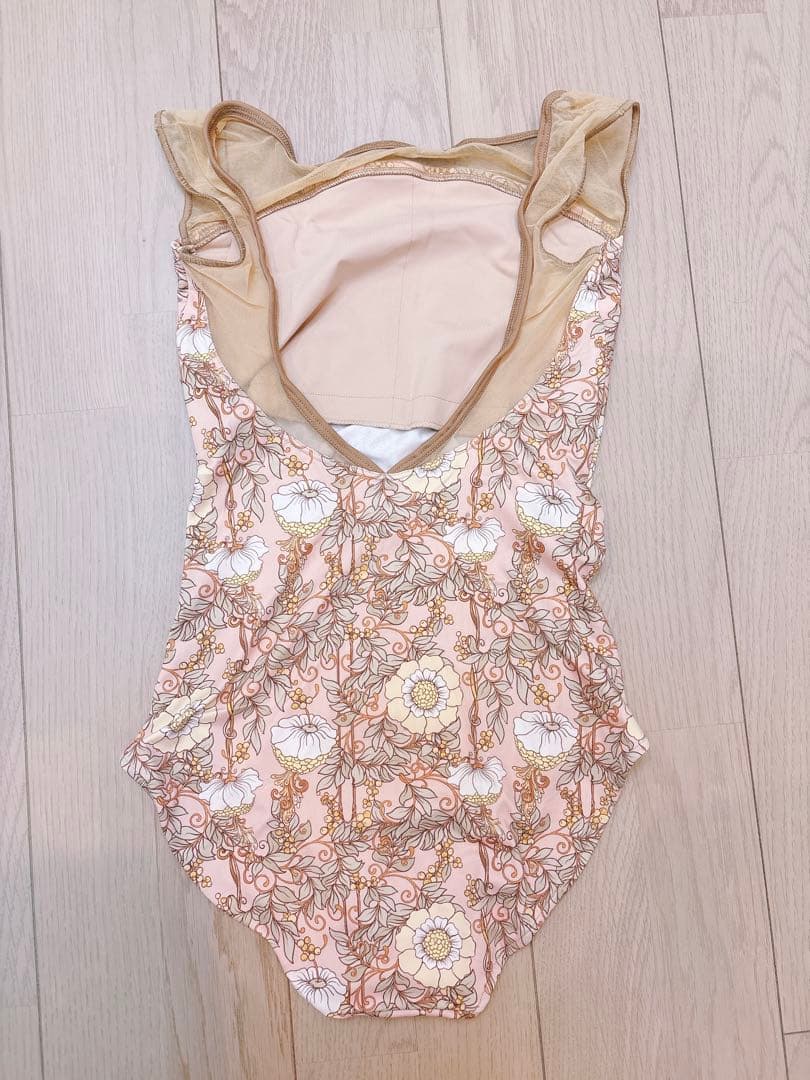 【unoa新品】花柄 ベージュ レオタード MLサイズ