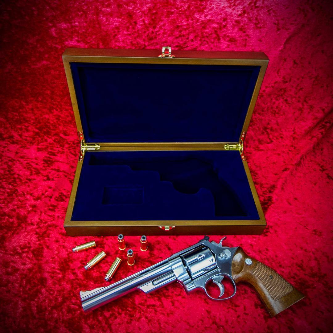 S＆W M29(6.5inch) 用 高級木製化粧箱 GUNケース (Blue)