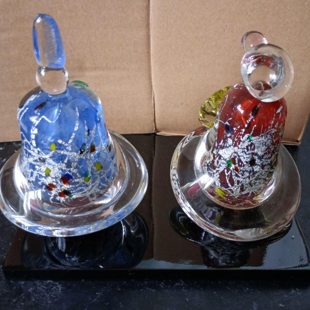 青と赤のガラス雛人形セット