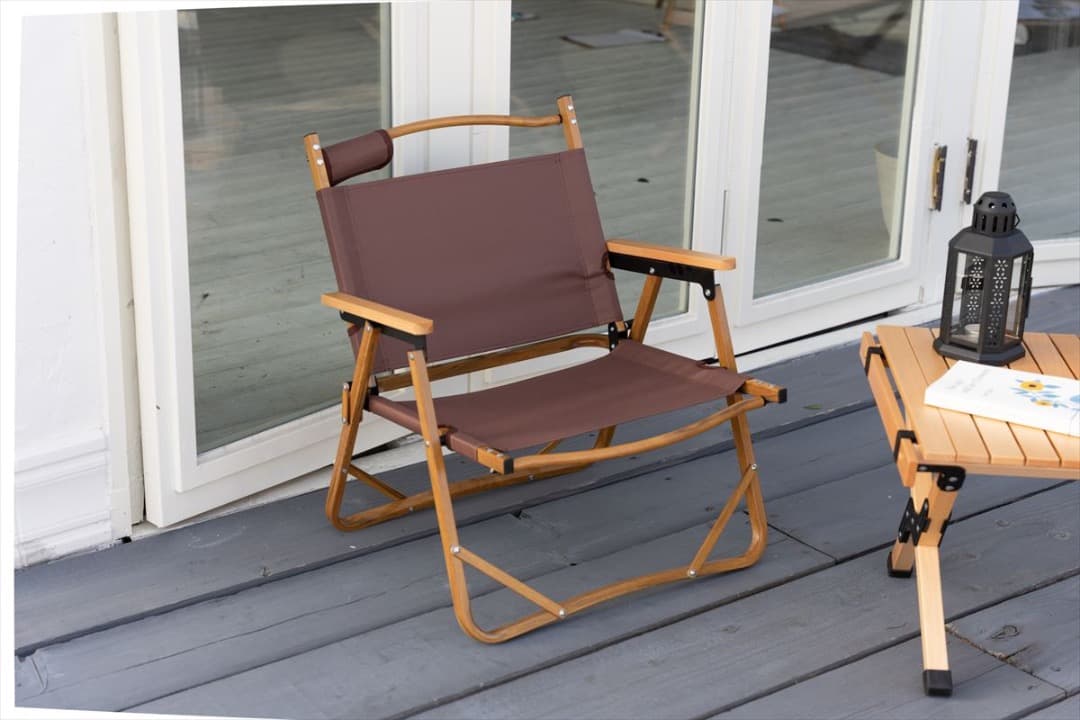 【送料無料】DO・350 1人掛けアウトドア折りたたみチェア 天然木 木目調