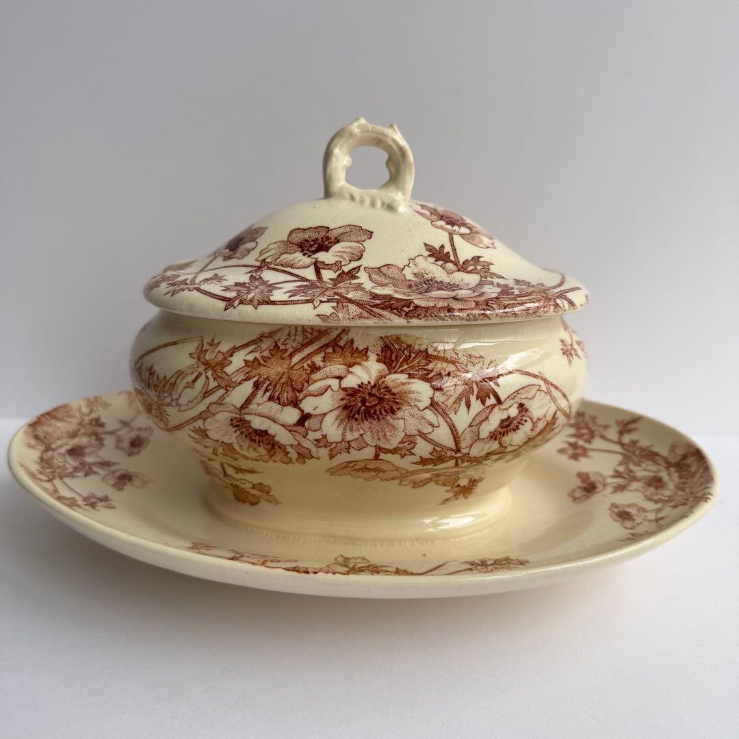 フランスアンティーク Gien ジアン Anemones アネモネ　ソーシエール