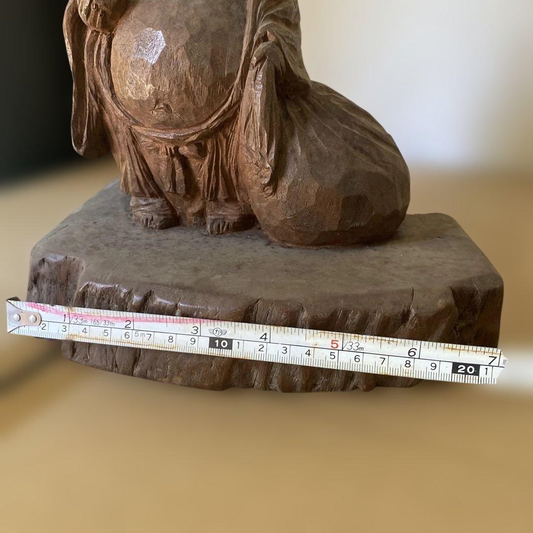 木製 笑顔の仏像 約30cm 彫刻　オブジェ　布袋様