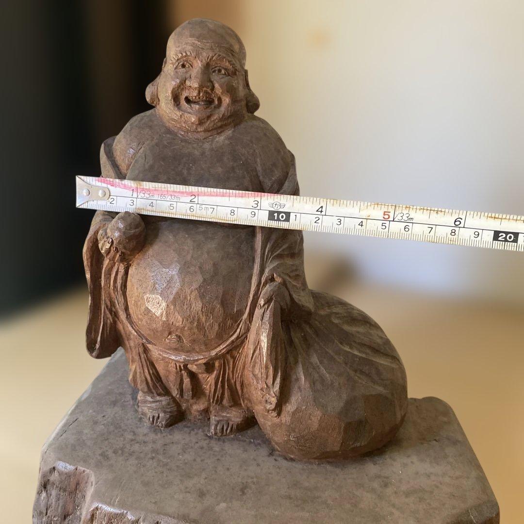 木製 笑顔の仏像 約30cm 彫刻　オブジェ　布袋様