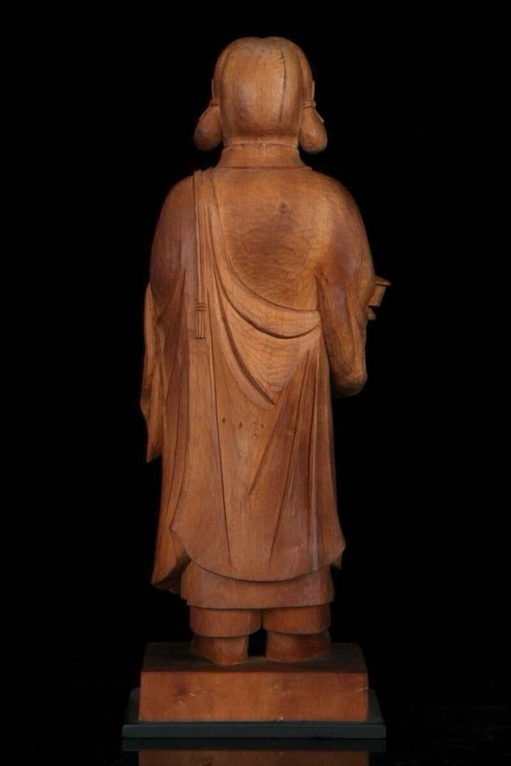 木彫 聖徳太子 孝養太子像 細密彫刻 ガラスケース付 高さ39cm 木造 彫刻像