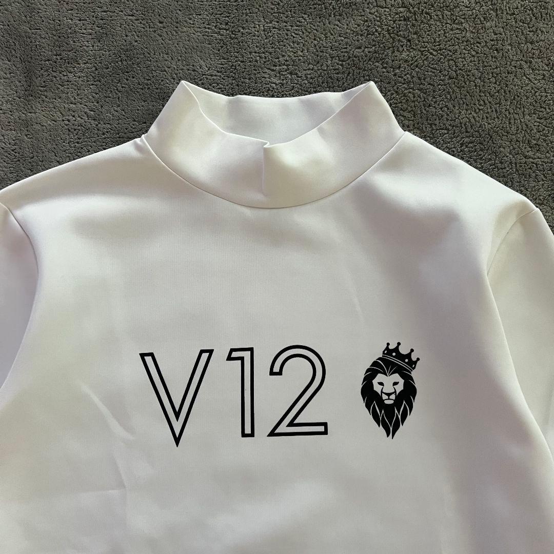 V12 ヴィトゥエルヴ モックネック　ハイネック　長袖シャツ　白　M ゴルフ