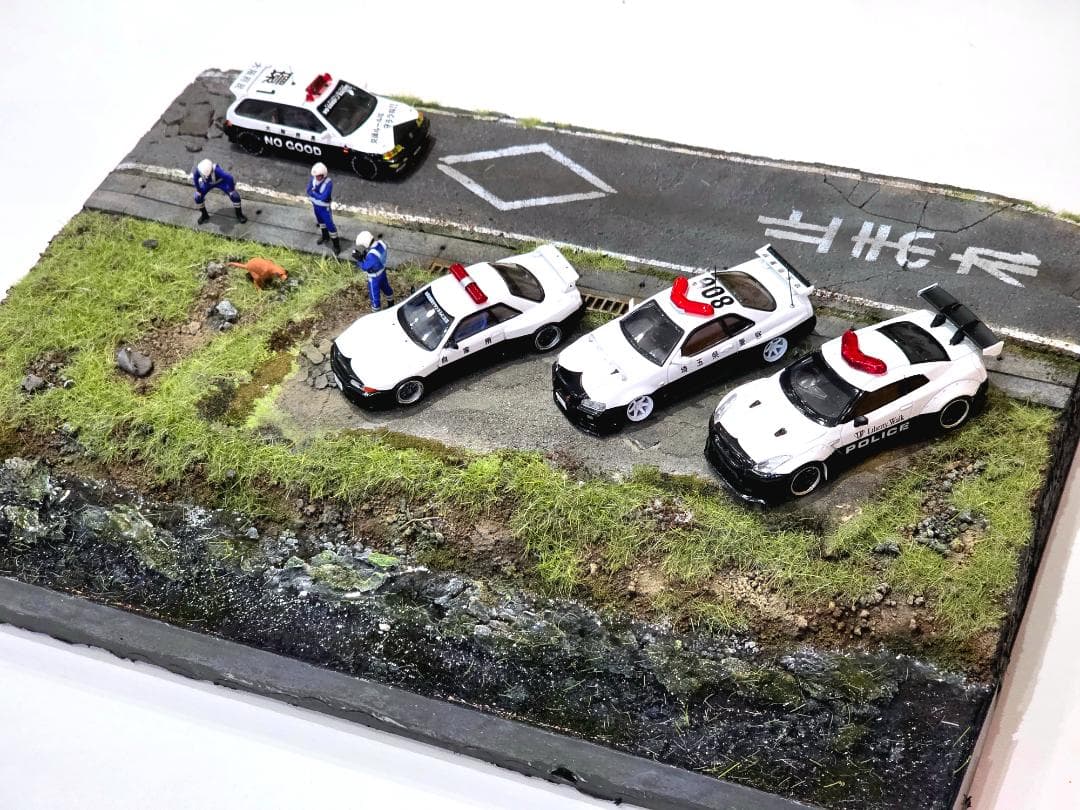 カスタム 現実的 警察ジオラマ 1:64 セット A4サイズ