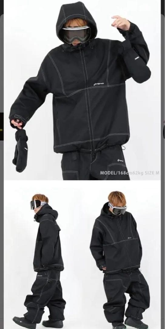 スノーボード用 ブラック フーディ