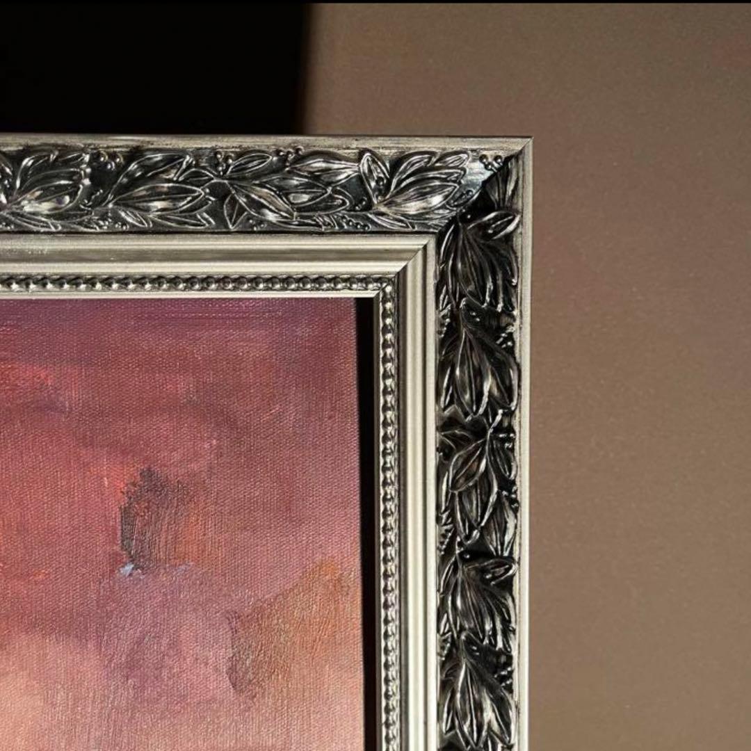 ★秀作★ 手書き油絵 本を読む人（大）額付き  絵画 インテリア 油彩画