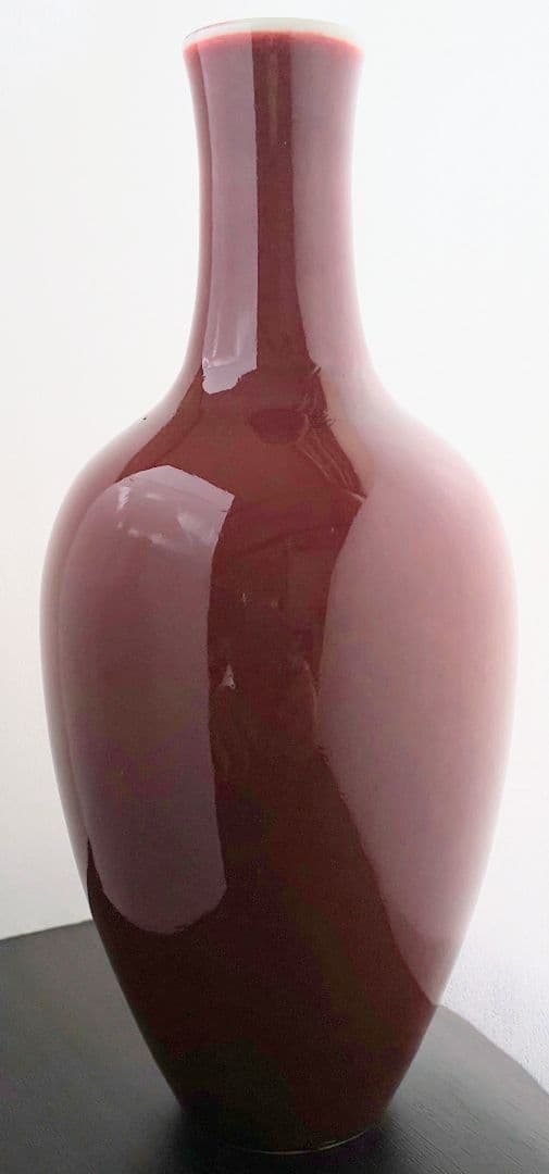 中国美術 清乾隆 紅釉直径瓶 紅釉長頸瓶 辰砂花瓶