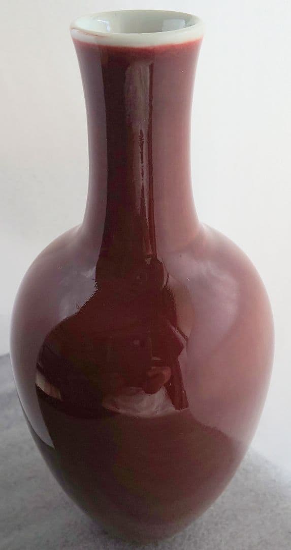 中国美術 清乾隆 紅釉直径瓶 紅釉長頸瓶 辰砂花瓶