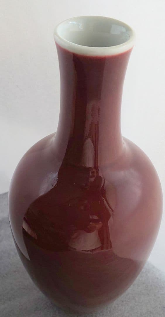 中国美術 清乾隆 紅釉直径瓶 紅釉長頸瓶 辰砂花瓶