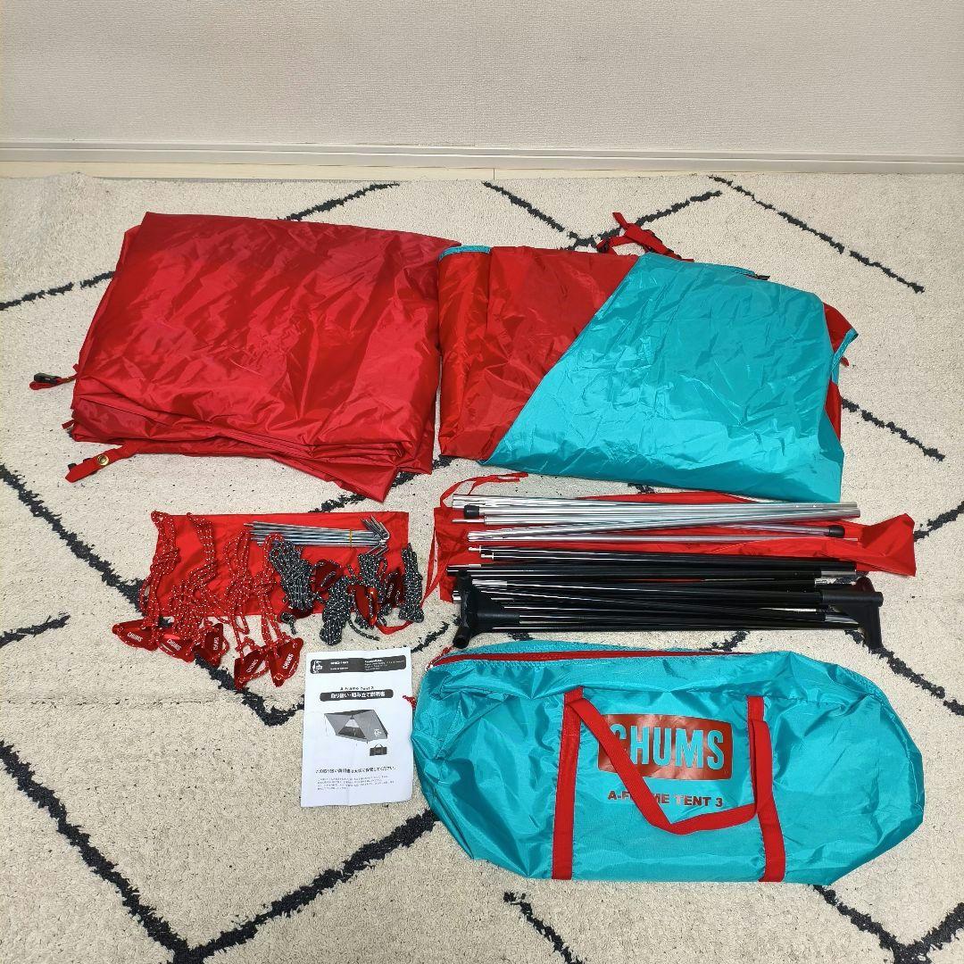 【１回使用】チャムス エーフレームテント３ ティールレッド CH62-1441