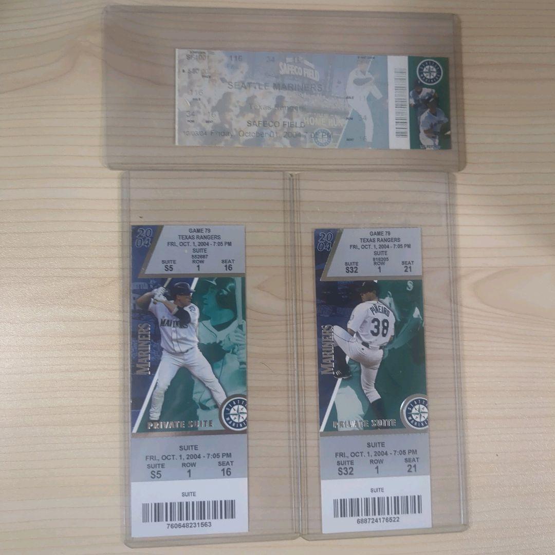 イチロー　MLB殿堂入り記念　年間最多安打k記録更新日試合チケット3枚セット