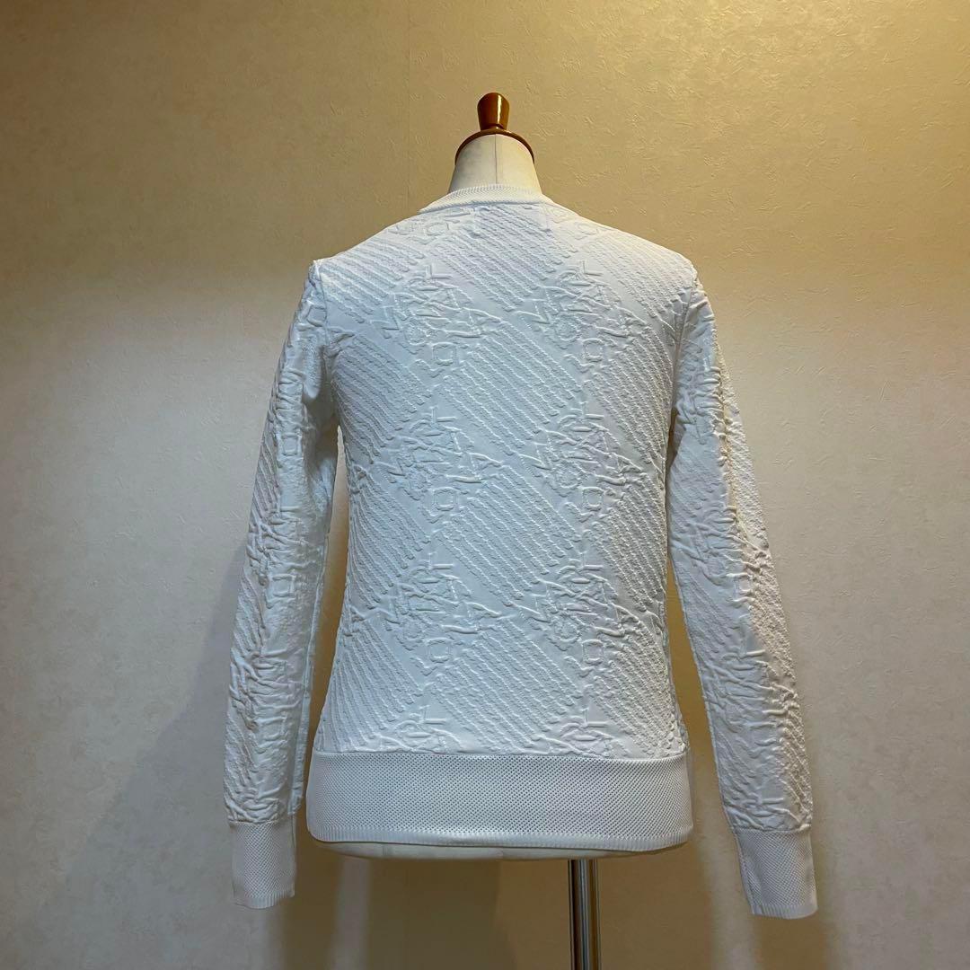 【美品】マークアンドロナ MARK&LONA カーディガン 総柄 ホワイト系 S