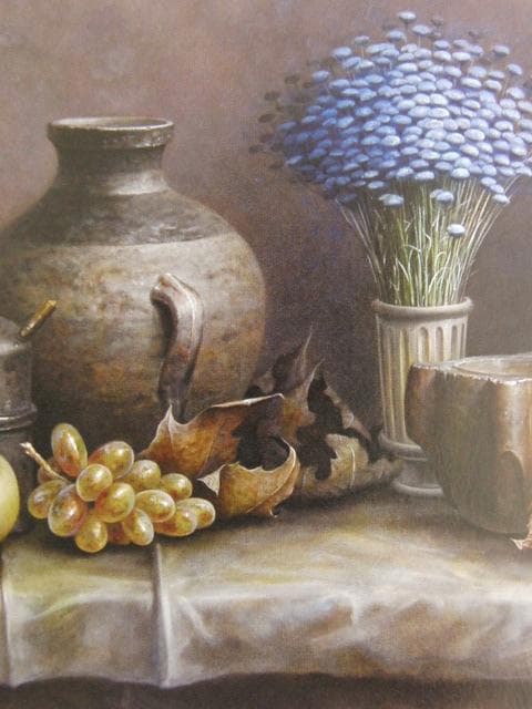 桜田晴義、【静物】、希少な限定額装用画集画、新品高級額 額装付、状態良好