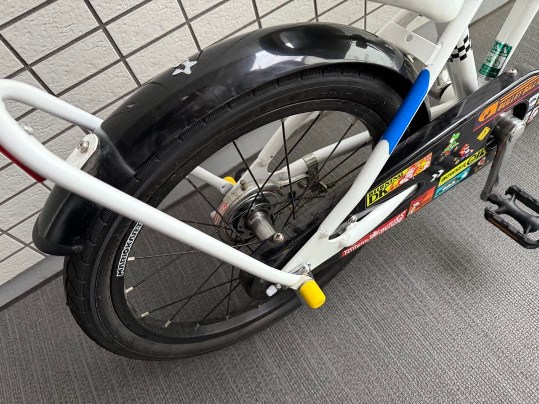 【引き取り限定】幼児用自転車 マリオ 18インチ 補助輪付き スタンドなし